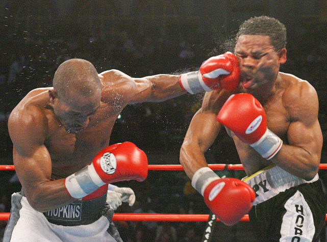 Bernard Hopkins lands a solid left Bernard Hopkins lands a solid left